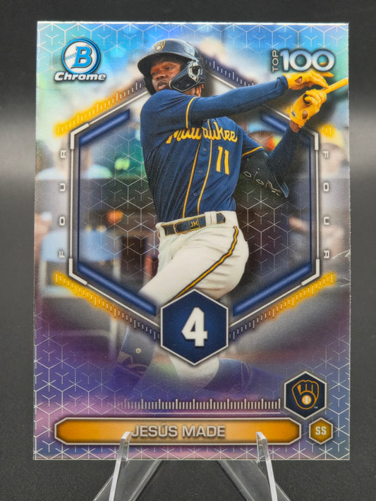 2026 Bowman Chrome Jesús Made Bowman Top 100 #BTP-4 Milwaukee Brewers