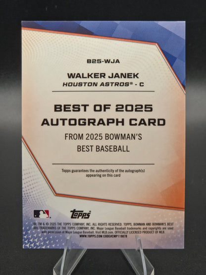 2025 Bowman's Best Walker Janek Blue Refractor Autograph 07/75 #B25-WJA Houston Astros