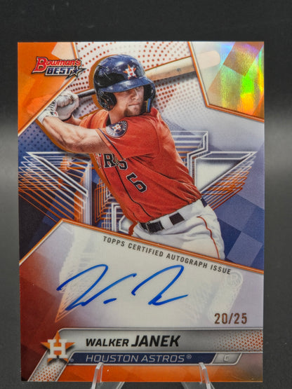 2025 Bowman's Best Walker Janek Orange Refractor Autograph 20/25 #B25-WJA Houston Astros