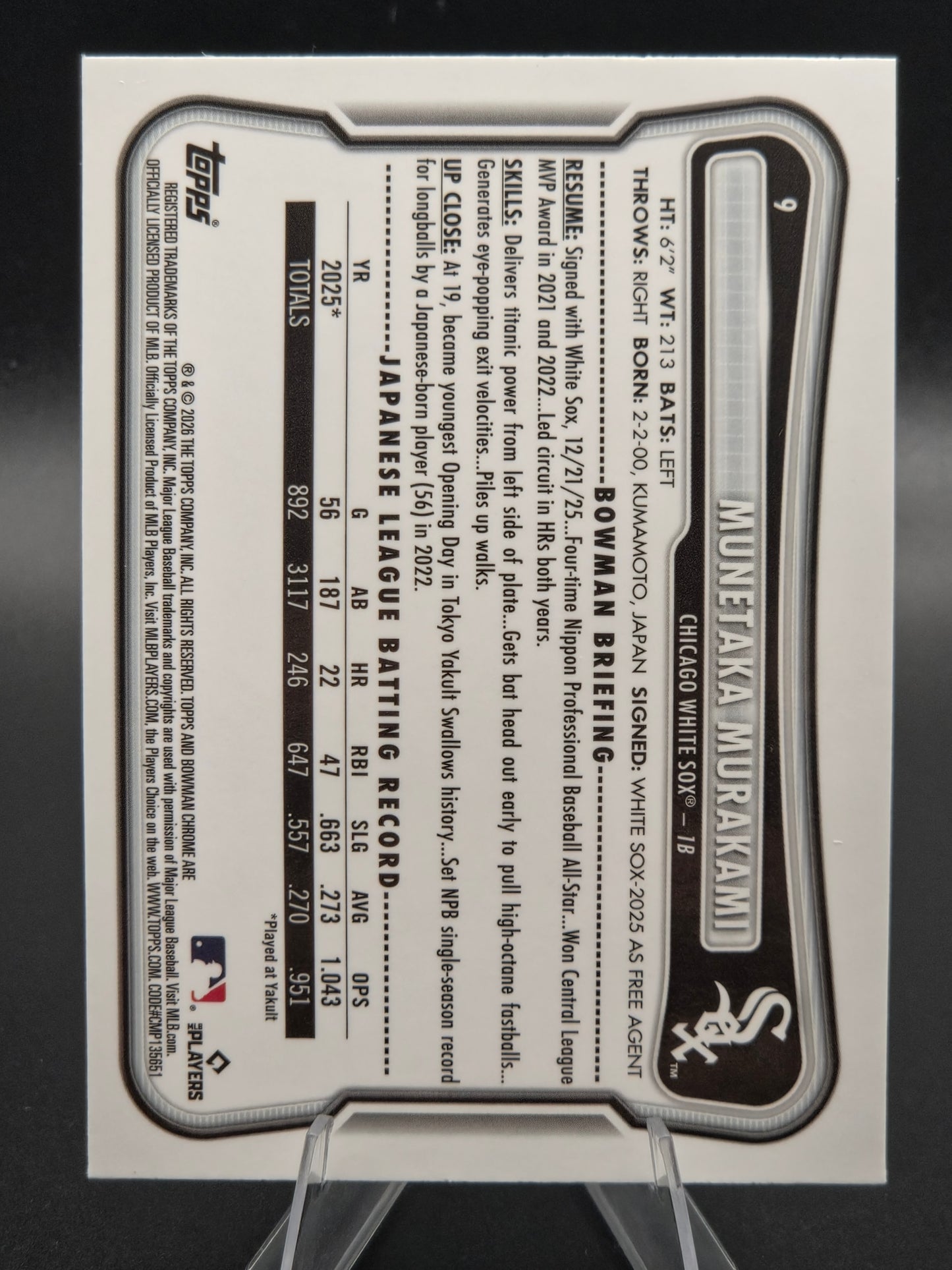 2026 Bowman Chrome Munetaka Murakami Mojo Refractor Rookie #9 Chicago White Sox