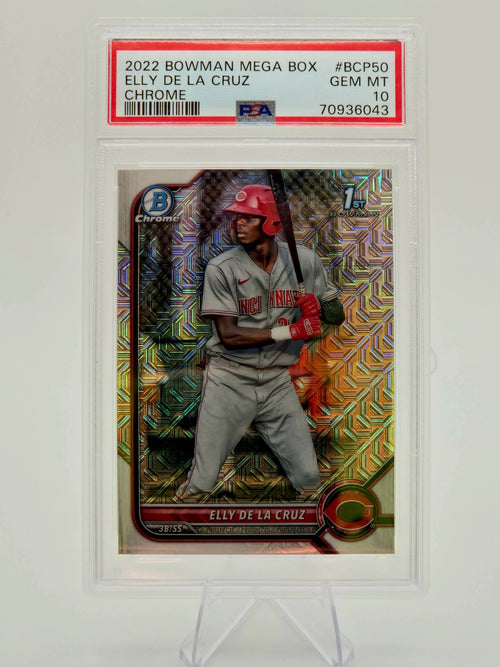 2022 Bowman Mega Box Chrome Elly De La Cruz 1st Bowman Mojo Refractor #BCP-50 PSA 10 Cincinnati Reds