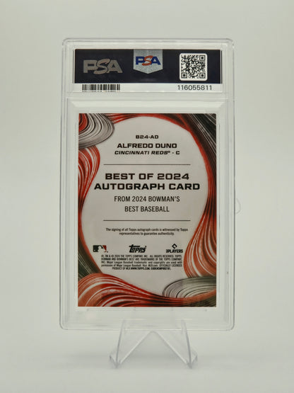 2024 Bowman's Best Alfredo Duno Best of 2024 Autograph Orange X-Fractor 10/25 #B24-AD PSA 10 Cincinnati Reds