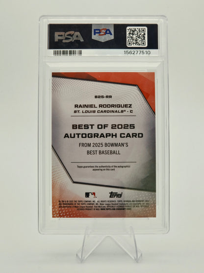 2025 Bowman's Best Rainiel Rodriguez Best of 2025 Gold Mini-Diamond Autograph 41/50 #B25-RR PSA 10 Cardinals