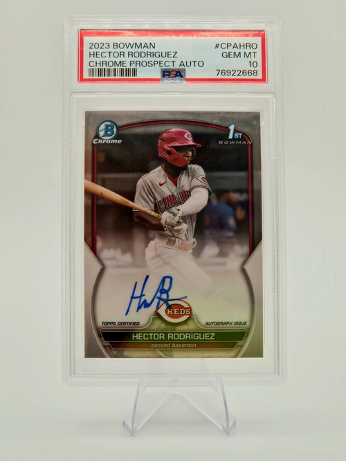 2023 Bowman Chrome Hector Rodriguez 1st Bowman Prospect Autograph #CPA-HRO PSA 10 Cincinnati Reds