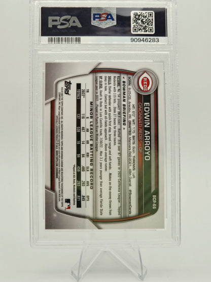 2023 Bowman Chrome Sapphire Edwin Arroyo Red Sapphire 07/10 #BCP-66 PSA 10 Cincinnati Reds