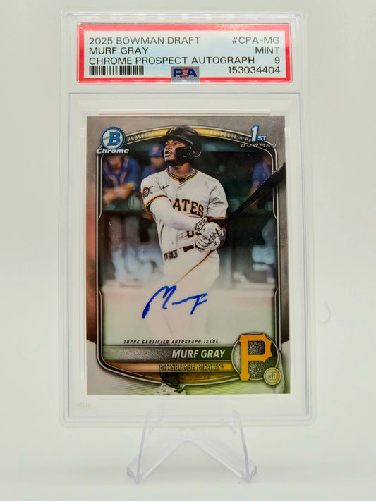 2025 Bowman Draft Murf Gray 1st Bowman Chrome Prospect Autograph #CPA-MG PSA 9 Pirates