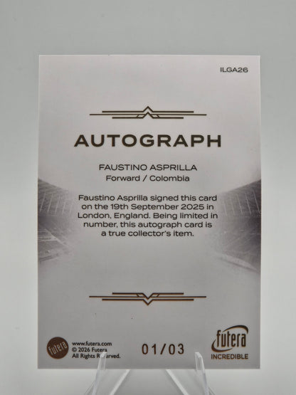 2026 Futera Incredible Series 2 Faustino Asprilla Legend Gold-Framed Autograph 01/03 #ILGA26 Colombia