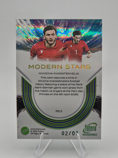 2026 Futera Incredible Series 2 Khvicha Kvaratskhelia Modern Stars PSG Game-Worn Jersey 02/07 #MS13