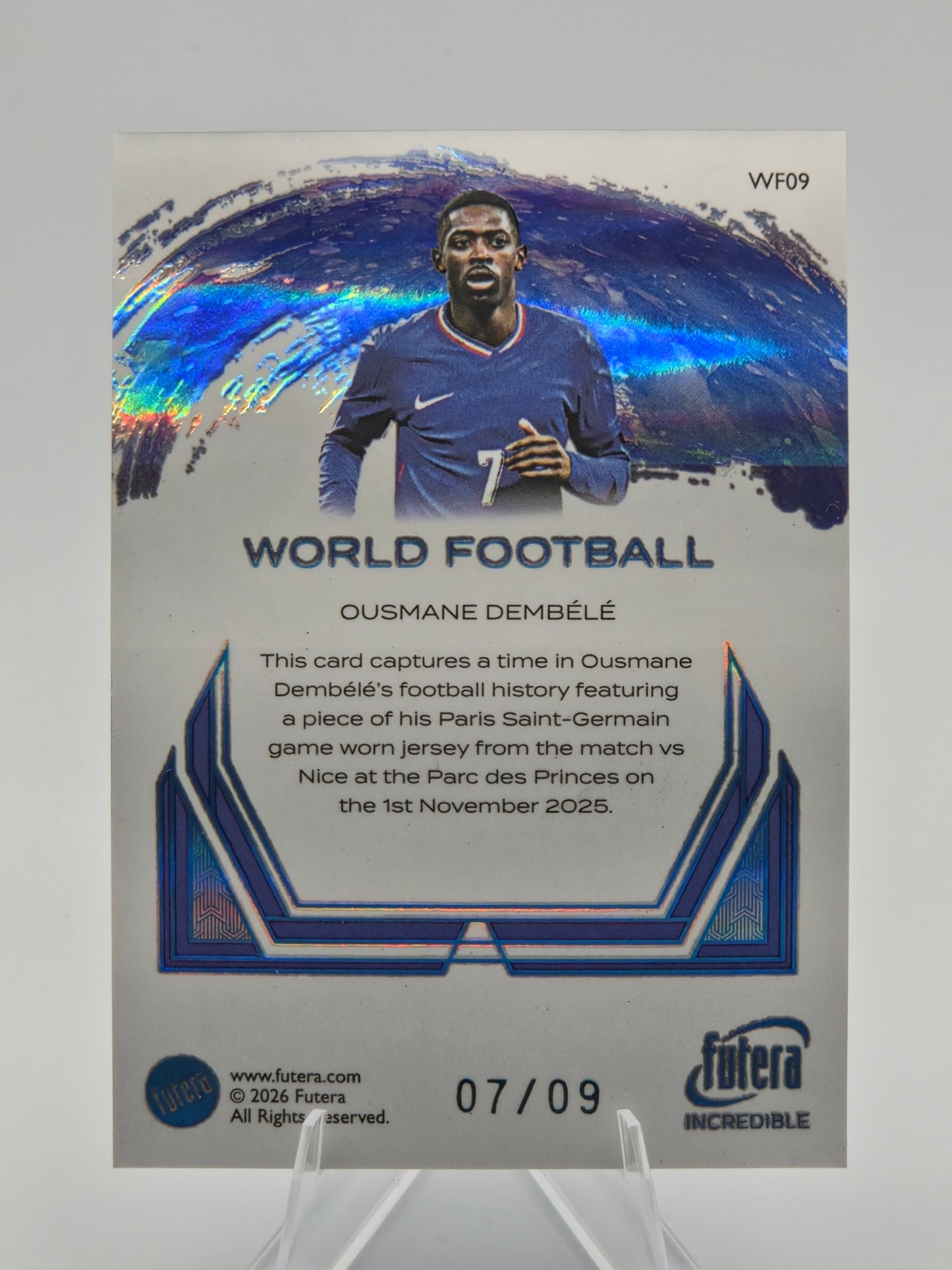 2026 Futera Incredible Series 2 Ousmane Dembélé World Football PSG Game-Worn Jersey 07/09 #WF09