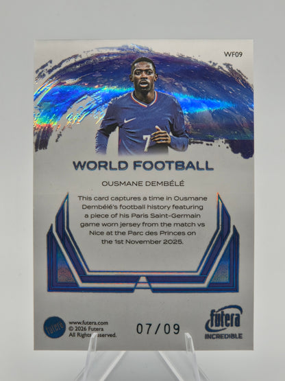 2026 Futera Incredible Series 2 Ousmane Dembélé World Football PSG Game-Worn Jersey 07/09 #WF09