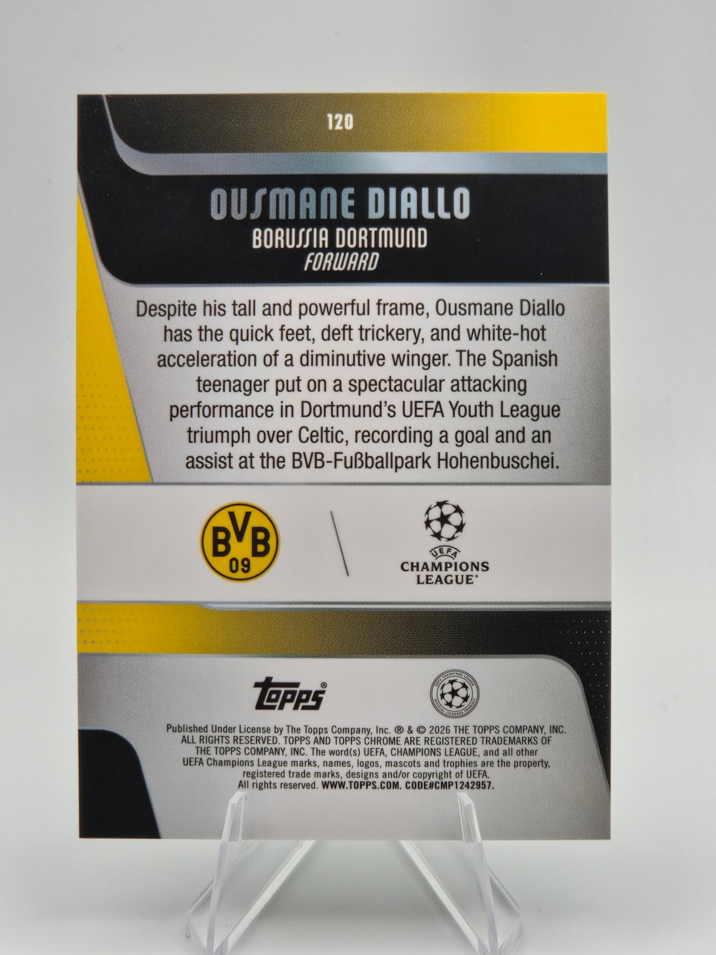 2025-26 Topps Chrome UEFA Club Competitions Ousmane Diallo #120 Borussia Dortmund