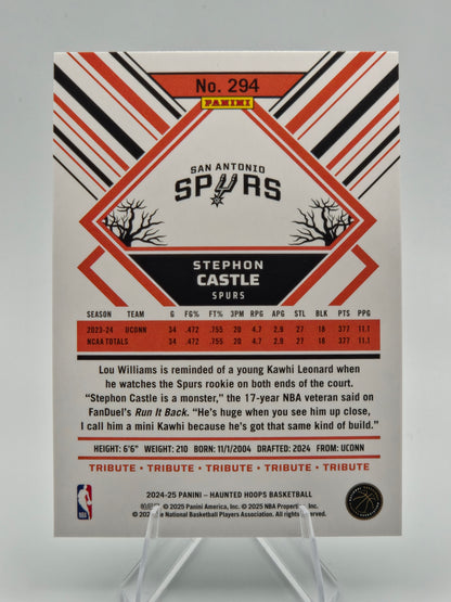 2024-25 Panini Haunted Hoops Stephon Castle Rookie Holo Bats 240/399 #294 San Antonio Spurs