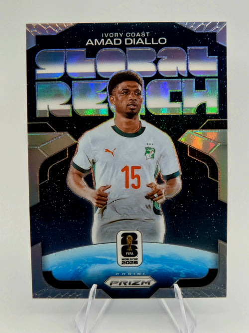 2026 Panini Prizm FIFA World Cup Amad Diallo Global Reach Silver Prizm Insert #11 Ivory Coast
