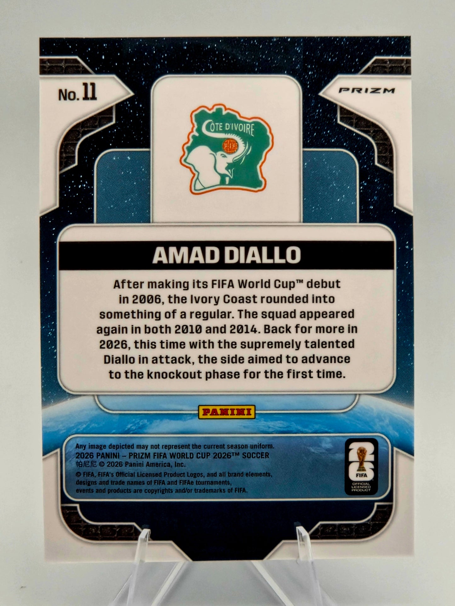 2026 Panini Prizm FIFA World Cup Amad Diallo Global Reach Silver Prizm Insert #11 Ivory Coast