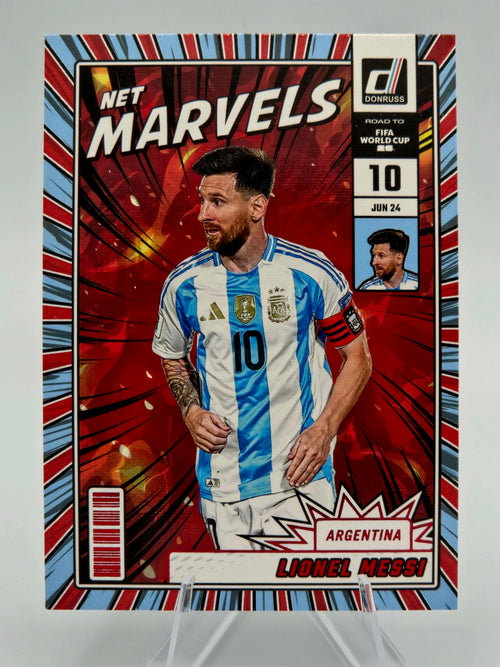 2025-26 Panini Donruss Road to FIFA World Cup 26 Lionel Messi Net Marvels Red Insert #21 Argentina