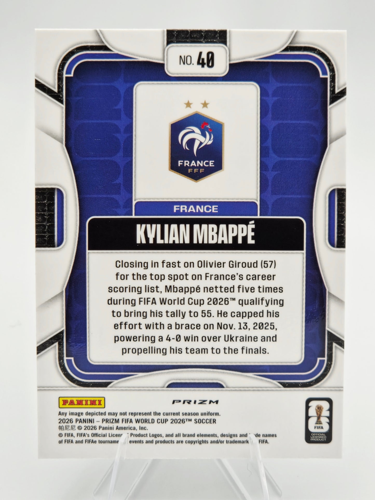 2026 Panini Prizm FIFA World Cup Kylian Mbappé Wave Prizm #40 France
