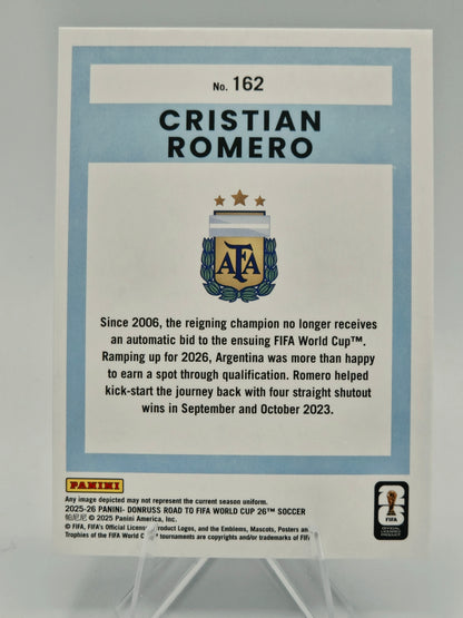 2025-26 Panini Donruss Road to FIFA World Cup 26 Cristian Romero Blue Pyramids 53/95 #162 Argentina