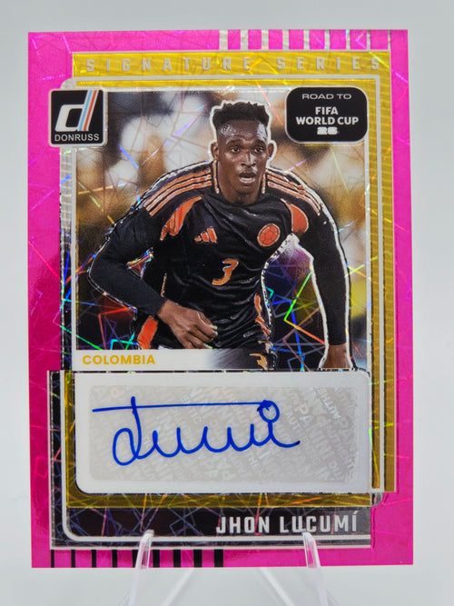 2025-26 Panini Donruss Road to FIFA World Cup 26 Jhon Lucumi Signature Series Pink Ice Autograph #SS-JL Colombia