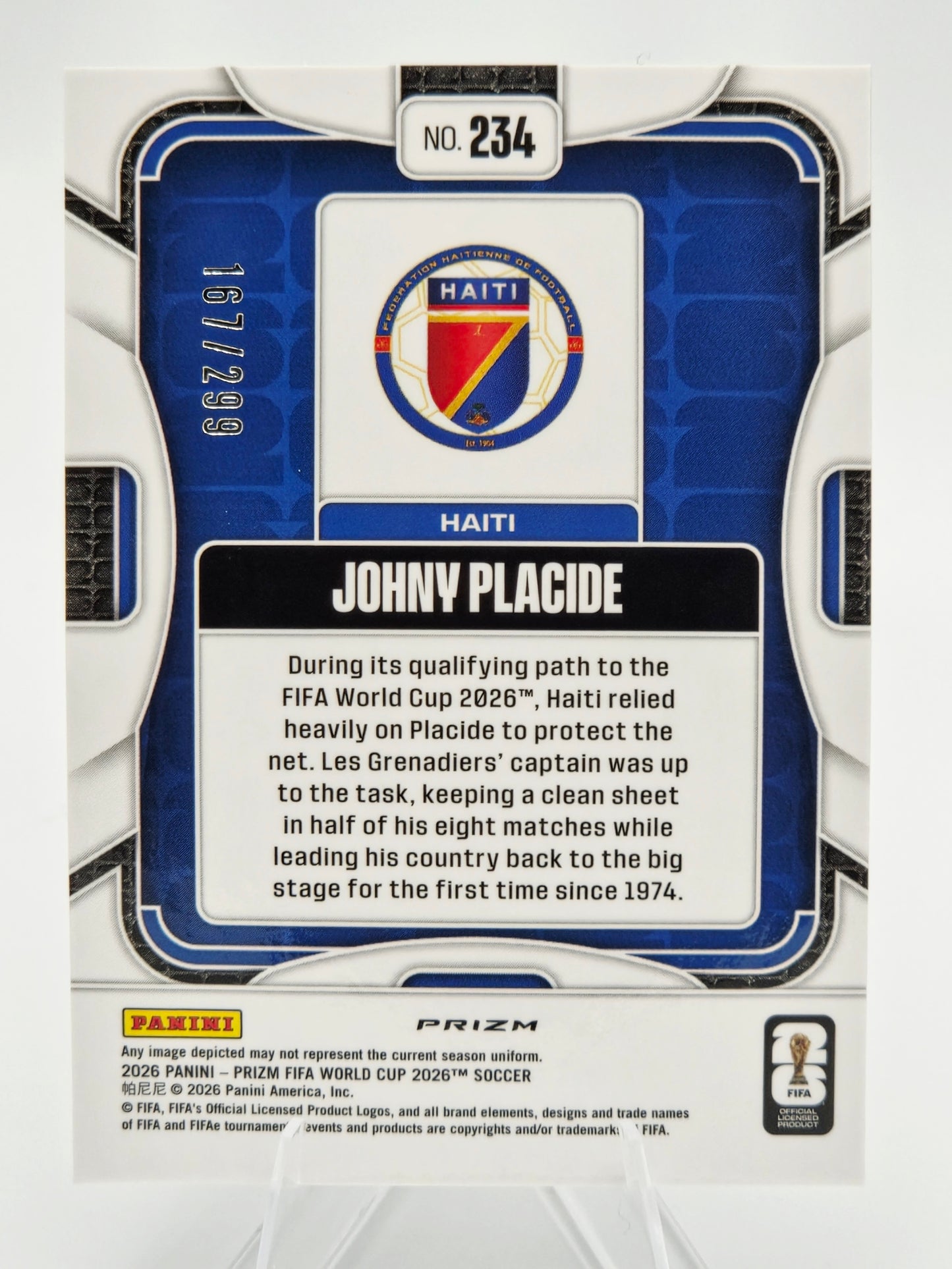 2026 Panini Prizm FIFA World Cup Johny Placide Rookie Purple Hyper Prizm 167/299 #234 Haiti