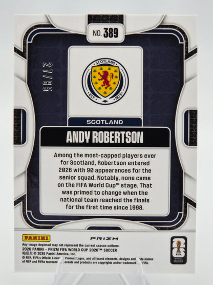 2026 Panini Prizm FIFA World Cup Andy Robertson Choice Red Prizm 27/85 #389 Scotland