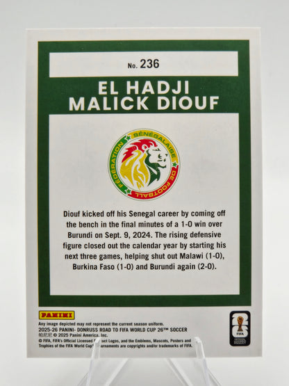 2025-26 Panini Donruss Road to FIFA World Cup 26 El Hadji Malick Diouf Rated Rookie Orange 86/99 #236 Senegal