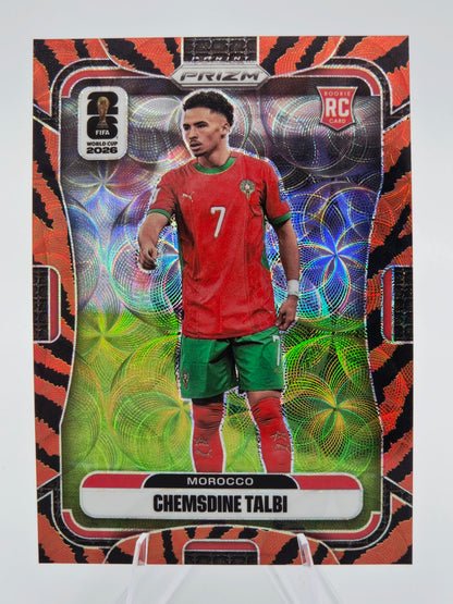 2026 Panini Prizm FIFA World Cup Chemsdine Talbi Rookie Choice Tiger Stripe Prizm Choice #298 Morocco