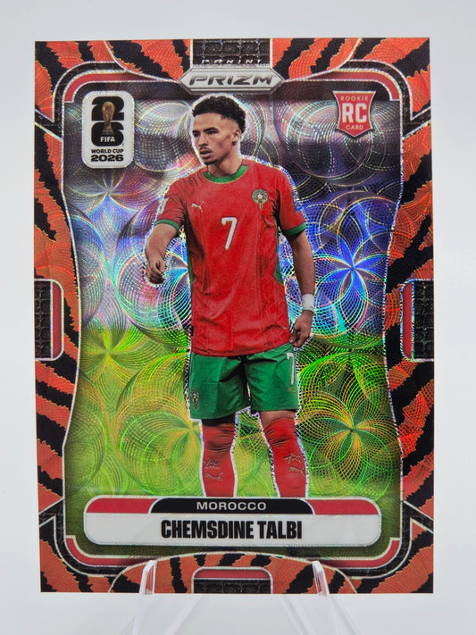 2026 Panini Prizm FIFA World Cup Chemsdine Talbi Rookie Choice Tiger Stripe Prizm Choice #298 Morocco