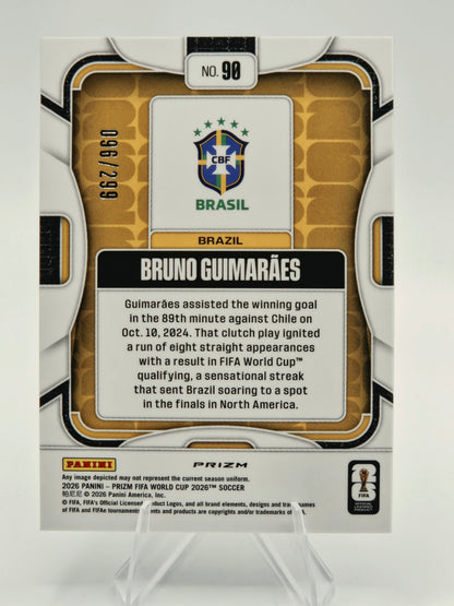 2026 Panini Prizm FIFA World Cup Bruno Guimarães Purple Hyper Prizm 096/299 #90 Brazil