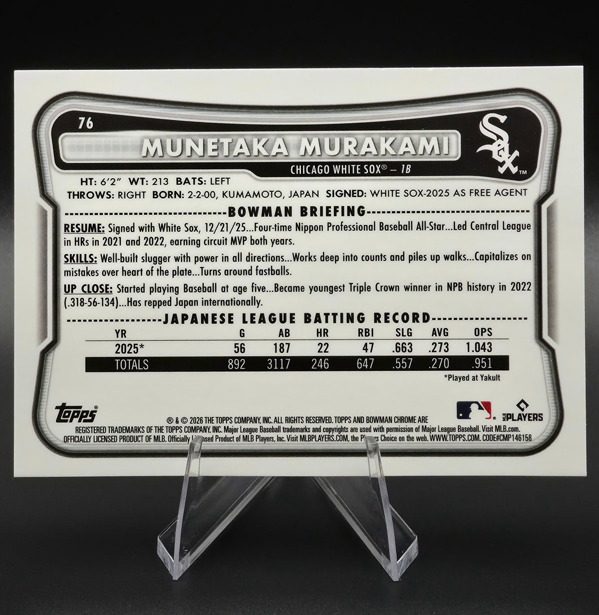 2026 Bowman Chrome Munetaka Murakami RED RC #76 Chicago White Sox