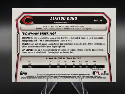 2026 Bowman Chrome Alfredo Duno Red Wave Refractor 3/5 #BCP-235 Cincinnati Reds