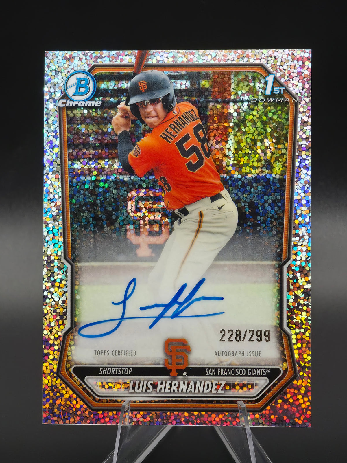 2026 Bowman Chrome Luis Hernandez 1st Bowman Speckle Refractor Autograph 228/299 #CPA-LH San Francisco Giants