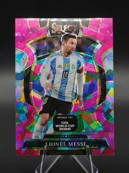 2025-26 Panini Select Road to FIFA World Cup 2026 Soccer Lionel Messi Terrace Pink Ice Prizm #56 Argentina