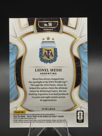 2025-26 Panini Select Road to FIFA World Cup 2026 Soccer Lionel Messi Terrace Pink Ice Prizm #56 Argentina
