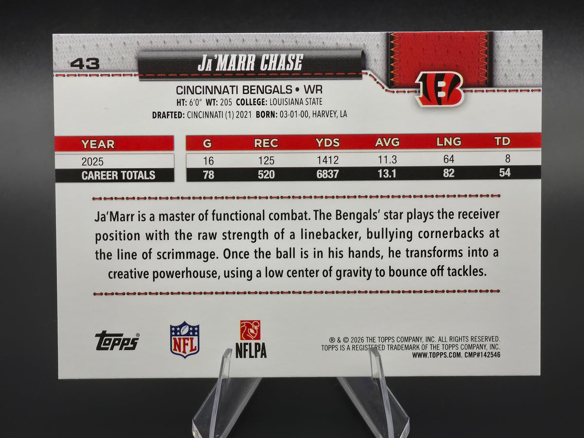 2026 Topps Ja’Marr Chase Jersey Number SSP #43 Cincinnati Bengals