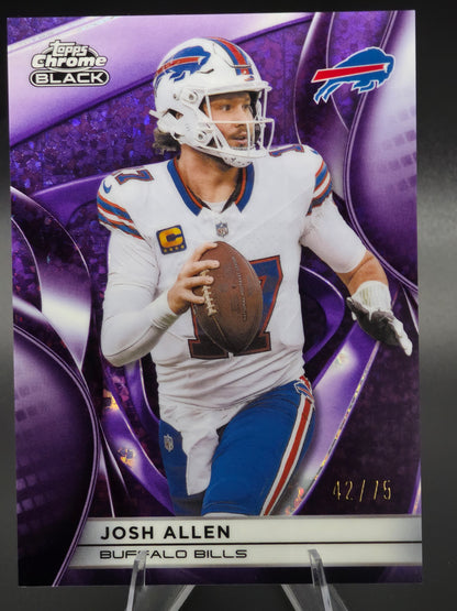 2025 Topps Chrome Black Josh Allen Purple Refractor 42/75 #12 Buffalo Bills