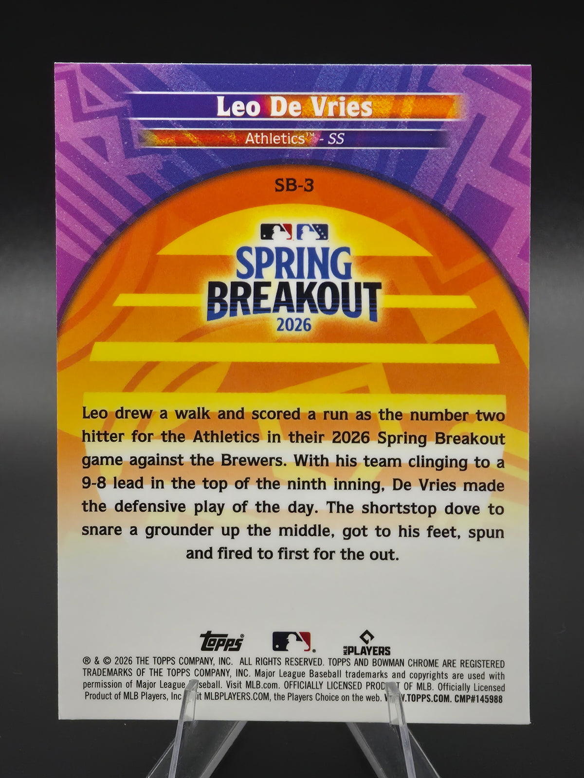 2026 Bowman Chrome Leo De Vries Spring Breakout #SB-3 Athletics
