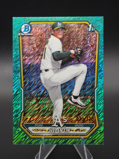 2026 Bowman Chrome Wei-En Lin 1st Bowman Aqua Wave Refractor 079/125 #BCP-125 Athletics