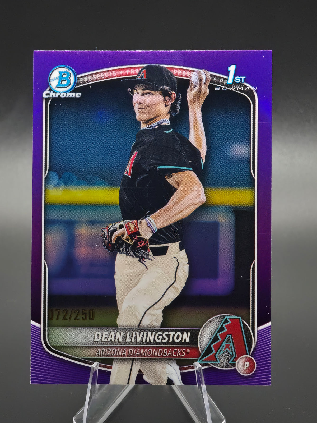 2025 Bowman Draft Chrome Dean Livingston 1st Bowman Purple Refractor 072/250 #BDC-175 Arizona Diamondbacks