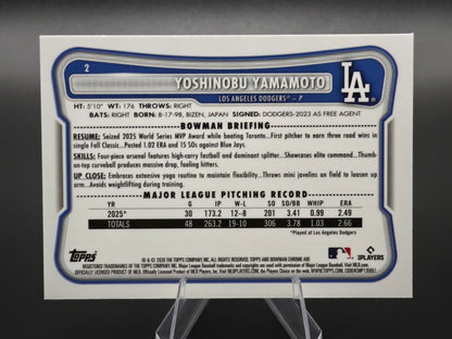 2026 Bowman Chrome Yoshinobu Yamamoto Mojo Refractor #2 Los Angeles Dodgers