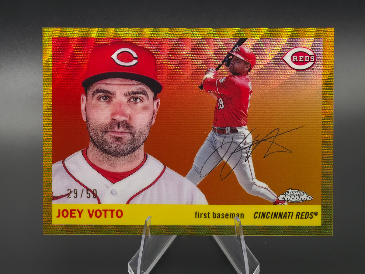 2025 Topps Chrome Platinum Anniversary Joey Votto Gold Wave Refractor 29/50 #477 Cincinnati Reds