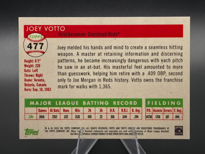 2025 Topps Chrome Platinum Anniversary Joey Votto Gold Wave Refractor 29/50 #477 Cincinnati Reds