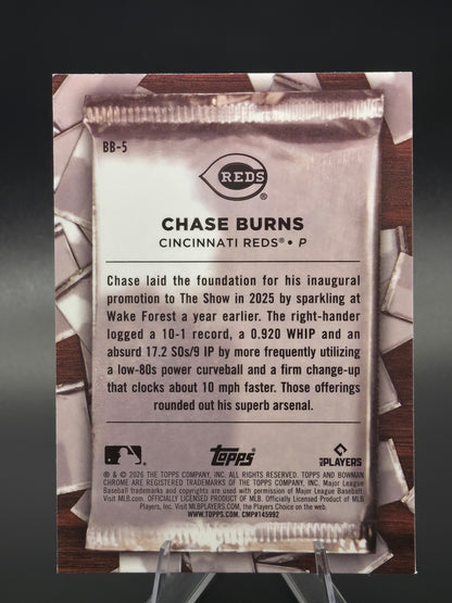 2026 Bowman Chrome Chase Burns RC Big Break #BB-5 Cincinnati Reds