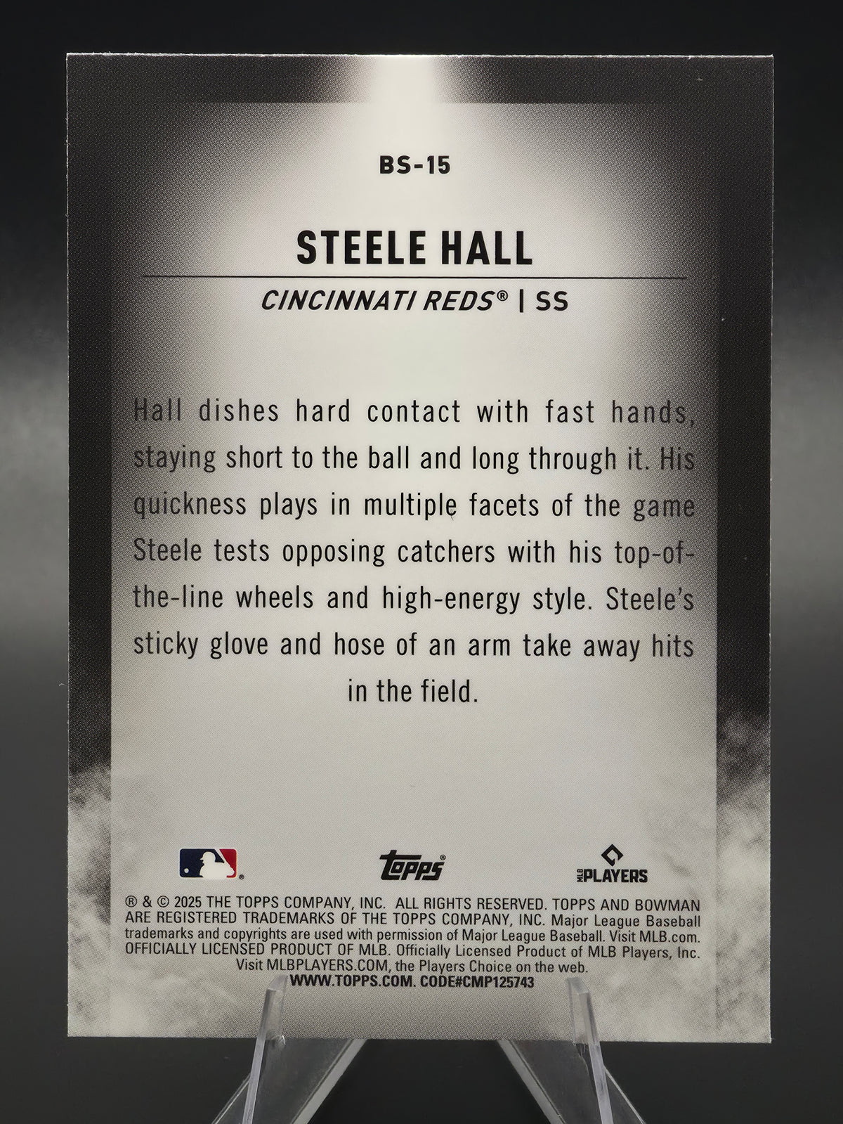 2025 Bowman Draft Chrome Steele Hall Bowman Spotlight #BS-15 Cincinnati Reds