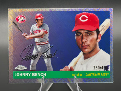 2025 Topps Chrome Platinum Anniversary Johnny Bench Refractor 230/499 #454 Cincinnati Reds