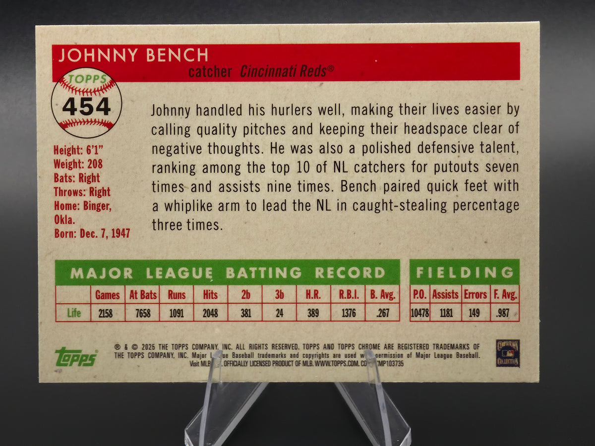 2025 Topps Chrome Platinum Anniversary Johnny Bench Refractor 230/499 #454 Cincinnati Reds