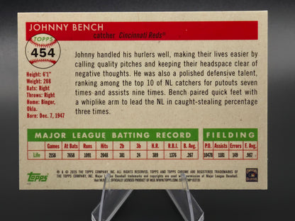 2025 Topps Chrome Platinum Anniversary Johnny Bench Refractor 230/499 #454 Cincinnati Reds