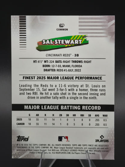 2026 Topps Finest Sal Stewart RC Common #39 Cincinnati Reds