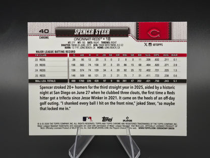 2026 Topps Chrome Spencer Steer X-Fractor #40 Cincinnati Reds