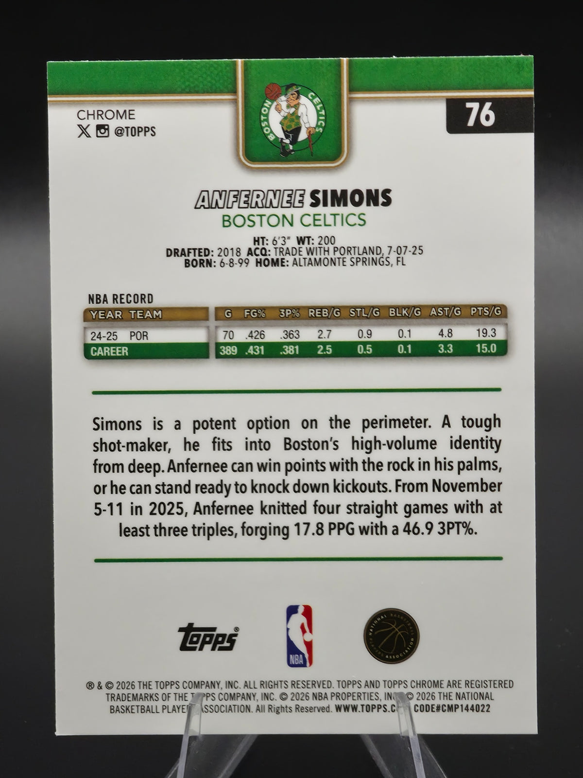 Card back photo