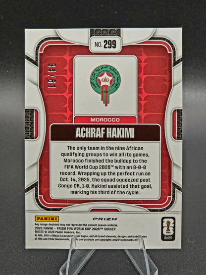2026 Panini Prizm FIFA World Cup Achraf Hakimi Panini Logo Parallel 34/61 #299 Morocco